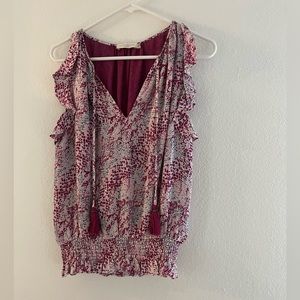 Ramy Brook purple printed ruffle top